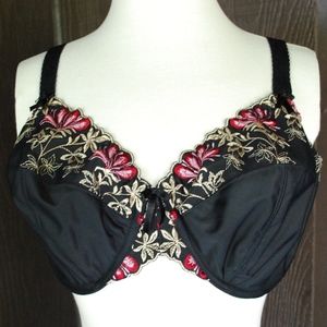 Elomi Cleo Embroidered Black Underwire Bra Sz 36FF